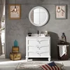 Floor standing single sink oak wood bathroom mirror vanity
