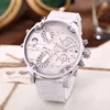 Red dz Stainless Steel Oem Metal Band Silicone Band Strap Watch