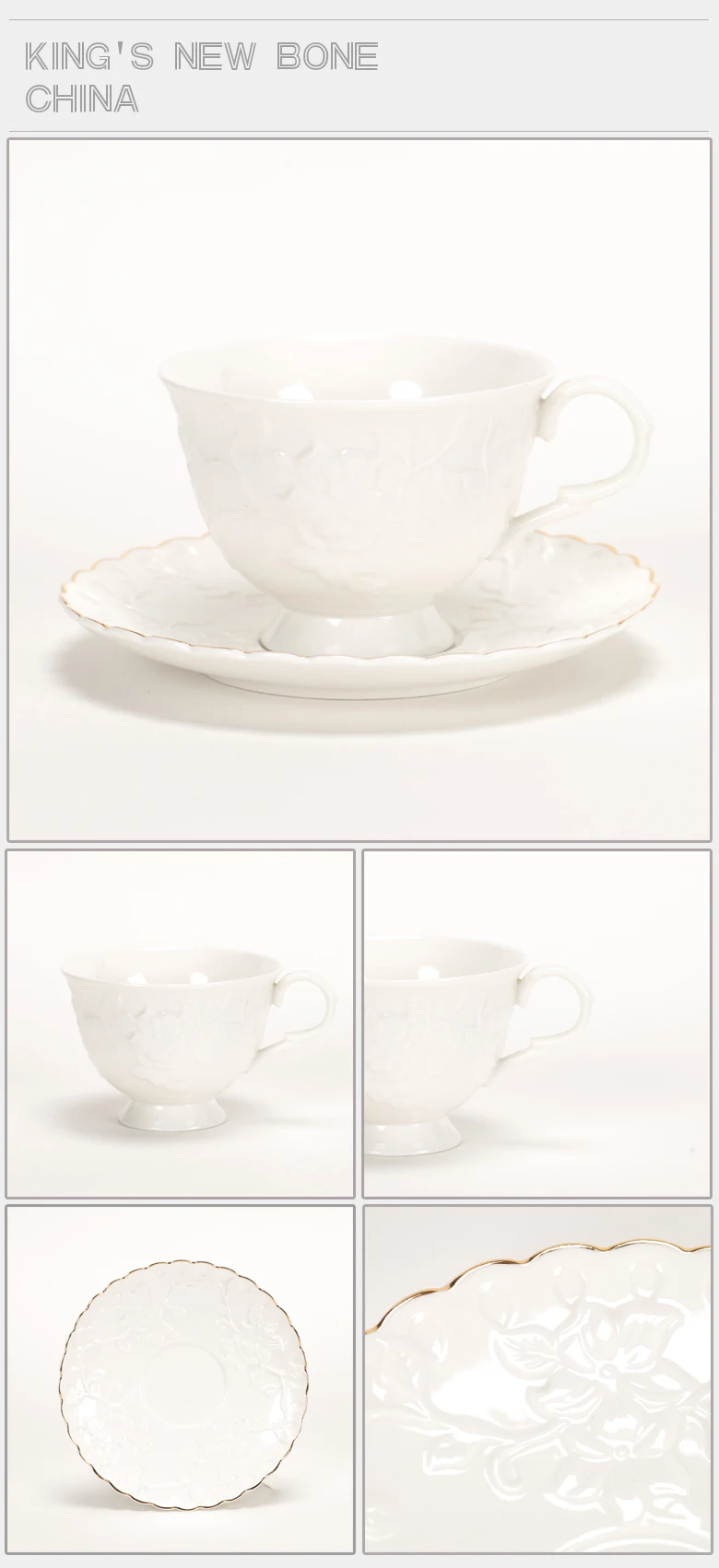 Bulk China Gold Rim Embossed White Ceramic Tea Cup And Saucer Buy
