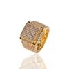 Fashion design hiphop micro paved CZ copper ring square bling bling ring