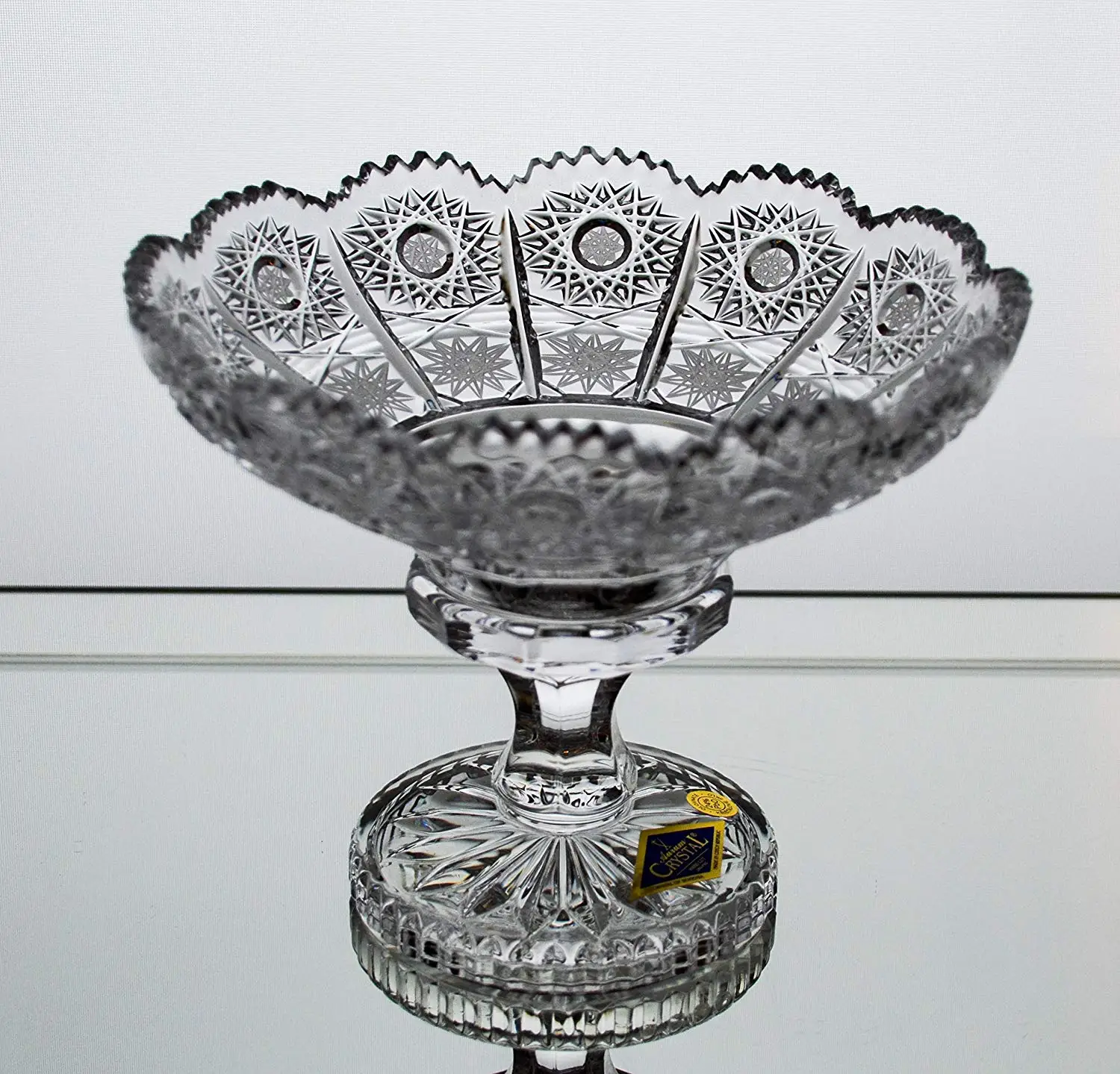 Decorative 6 Inch Centerpiece Crystal Bowl Salad for Fruit and Dessert Elegant Footed Glass Candy Dish