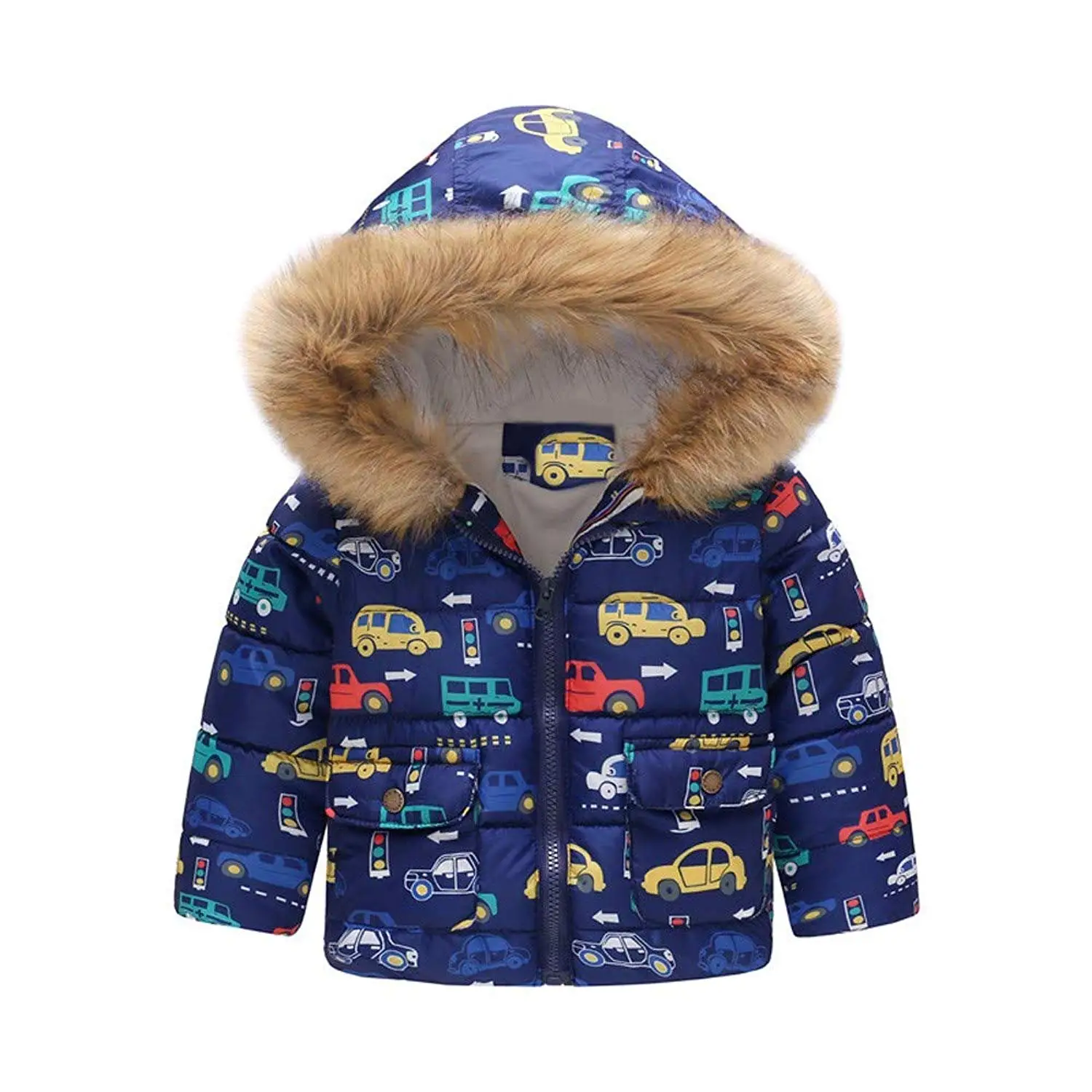 WARMSHOP Children Boys Girls Hooded Outerwear,2018 Winter Warm Cartoon Thick Fur Down Jacket Windproof Coat