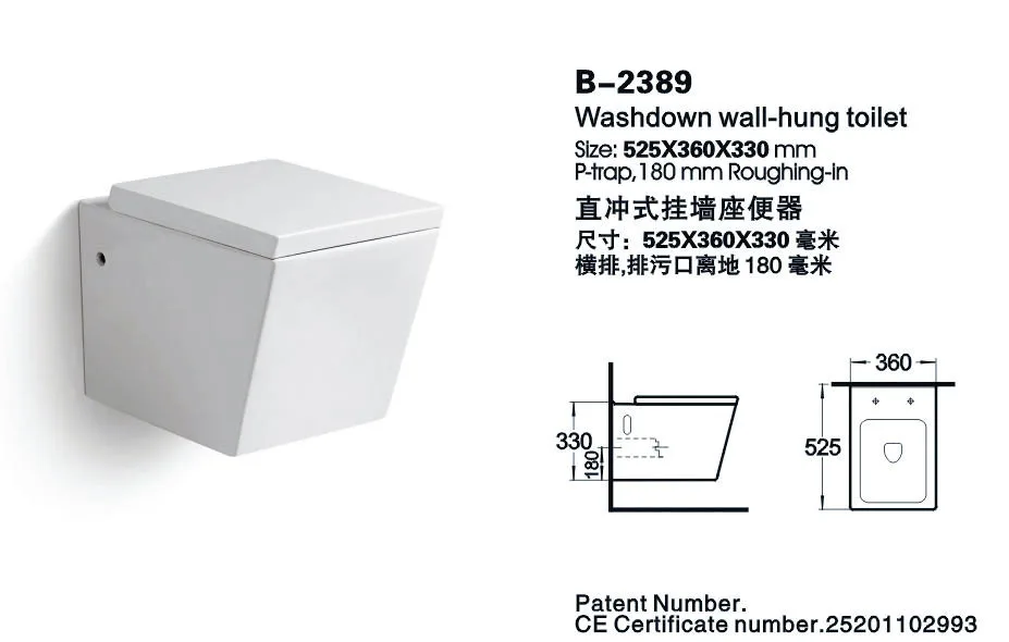 Wall mounted wc toilet ceramic KD-08WT