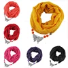 New design alloy beads pendant Cotton and linen scarf necklace jewelry for women