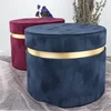 Luxurious velvet gold lined round flower gift box for cosmetics/clothing/jewelry packaging