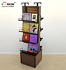 Add Your Brand Culture And Impress Readers In Store 4-Tier Wooden Flooring Rotating Brochure Book Display Stand