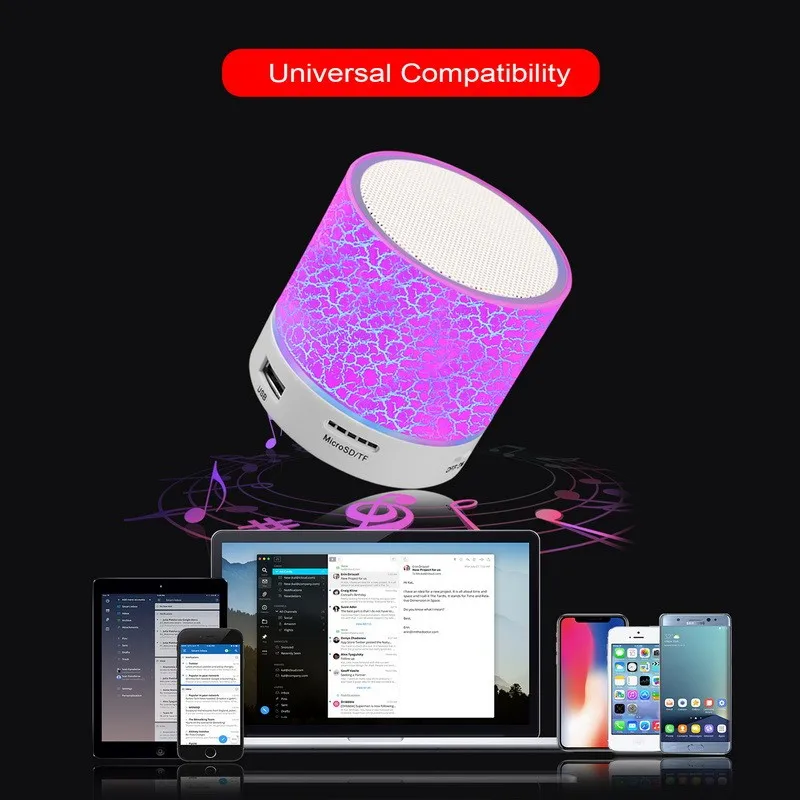 Wireless Speaker Stereo Sound Hands free Call Mini Portable LED Light Speaker Subwoofer Loudspeakers Music Audio For iPhone - ANKUX.COM