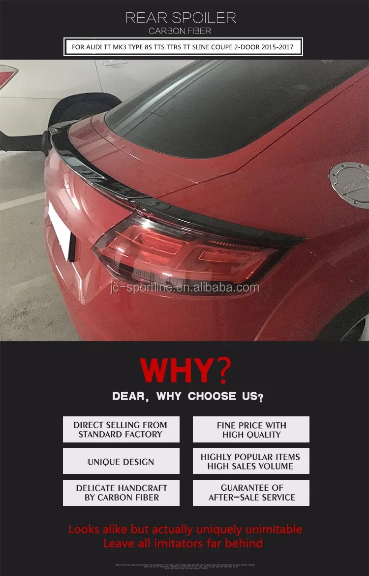 3pcs Set Carbon Fiber Rear Spoiler For Audi Tt 8s Mk3 Tts Ttrs Tt Sline 2 Door 15 17 Buy Rear Spoiler For Audi Tt Carbon Fiber Rear Spoiler For Audi Tt Tt Mk3 Rear Spoiler