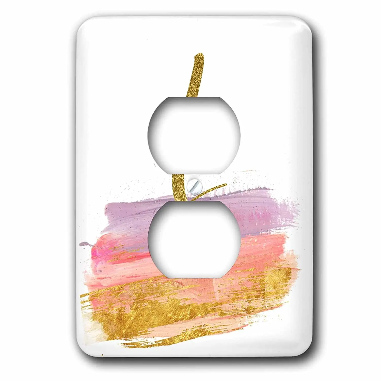 3dRose Anne Marie Baugh - Monograms - Modern Purple, Pink, Gold, Brush Strokes Monogram L - Light Switch Covers - 2 plug outlet cover (lsp_267749_6)