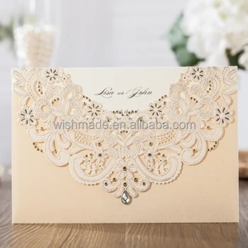 New Neck Cards Kit Customizable Cw6115 Lace Design Laser Wedding New Neck Cards Kit Customizable Cw6115 Lace Design Laser Wedding Invitation With Hollow Flora Favor