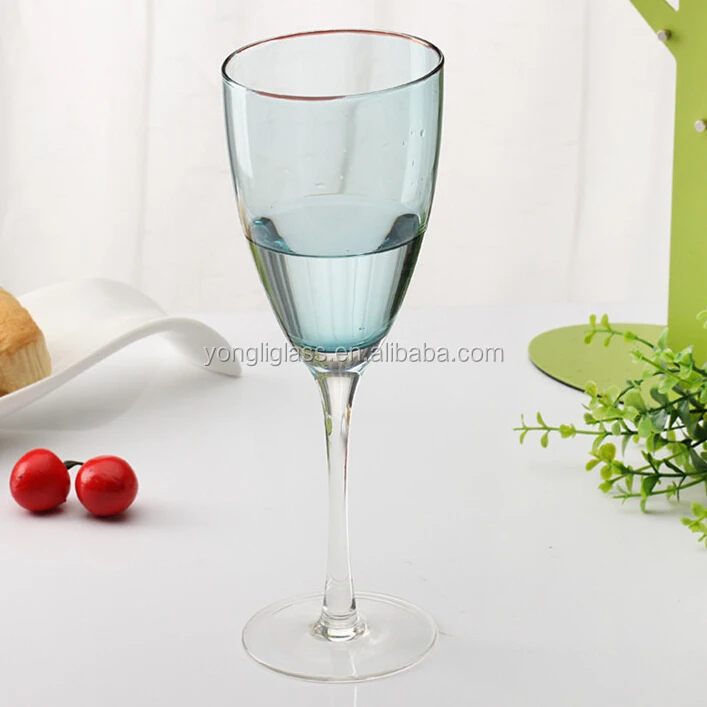 Factory price Color lead-free crystal glass, red wine glass/ Gem blue goblet, Home decoration wine glass