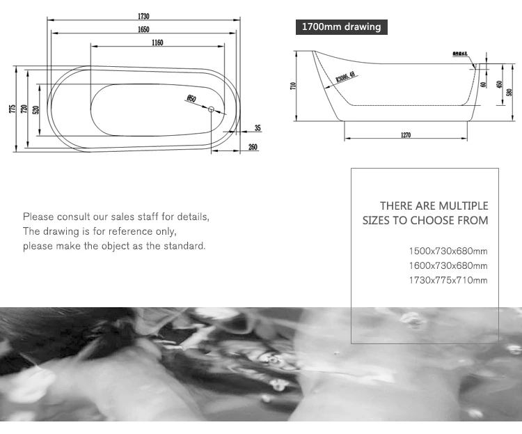 Waltmal OEM Service Cheap Portable Acrylic Left Drain Freestanding Deep Bath Tub In White WTM-02526