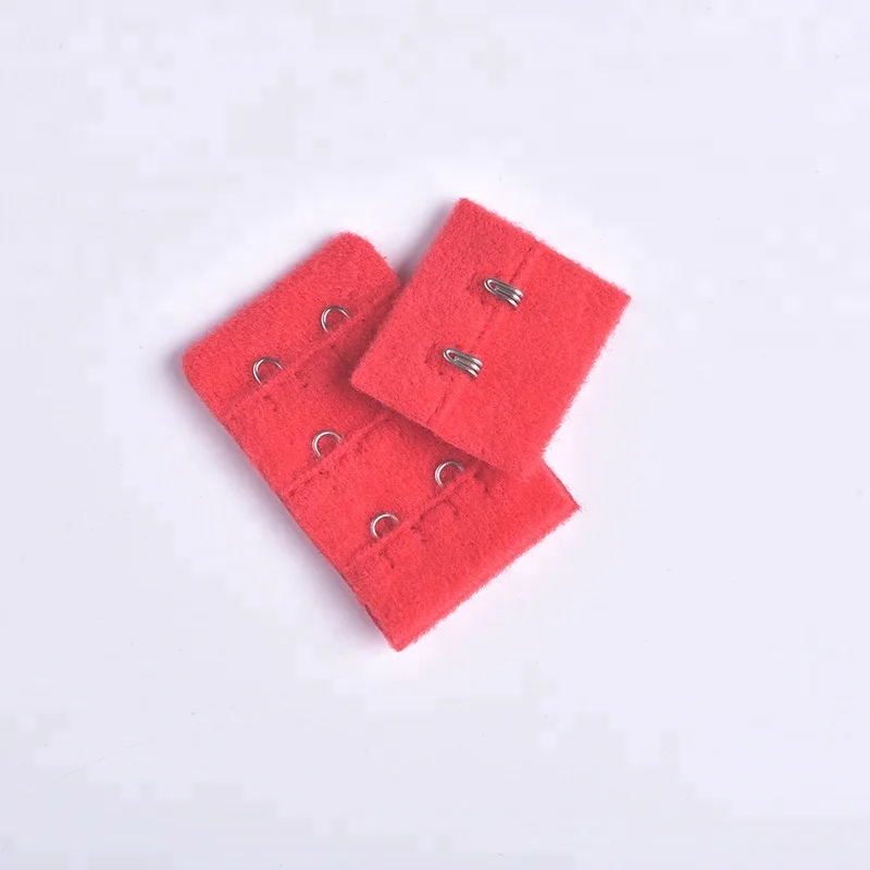 
HongKui red polyester pure wool electroplate bra hooks and eyes tape extender 3x2 