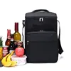Durable black cooler backpack hot and cold insulated food bag