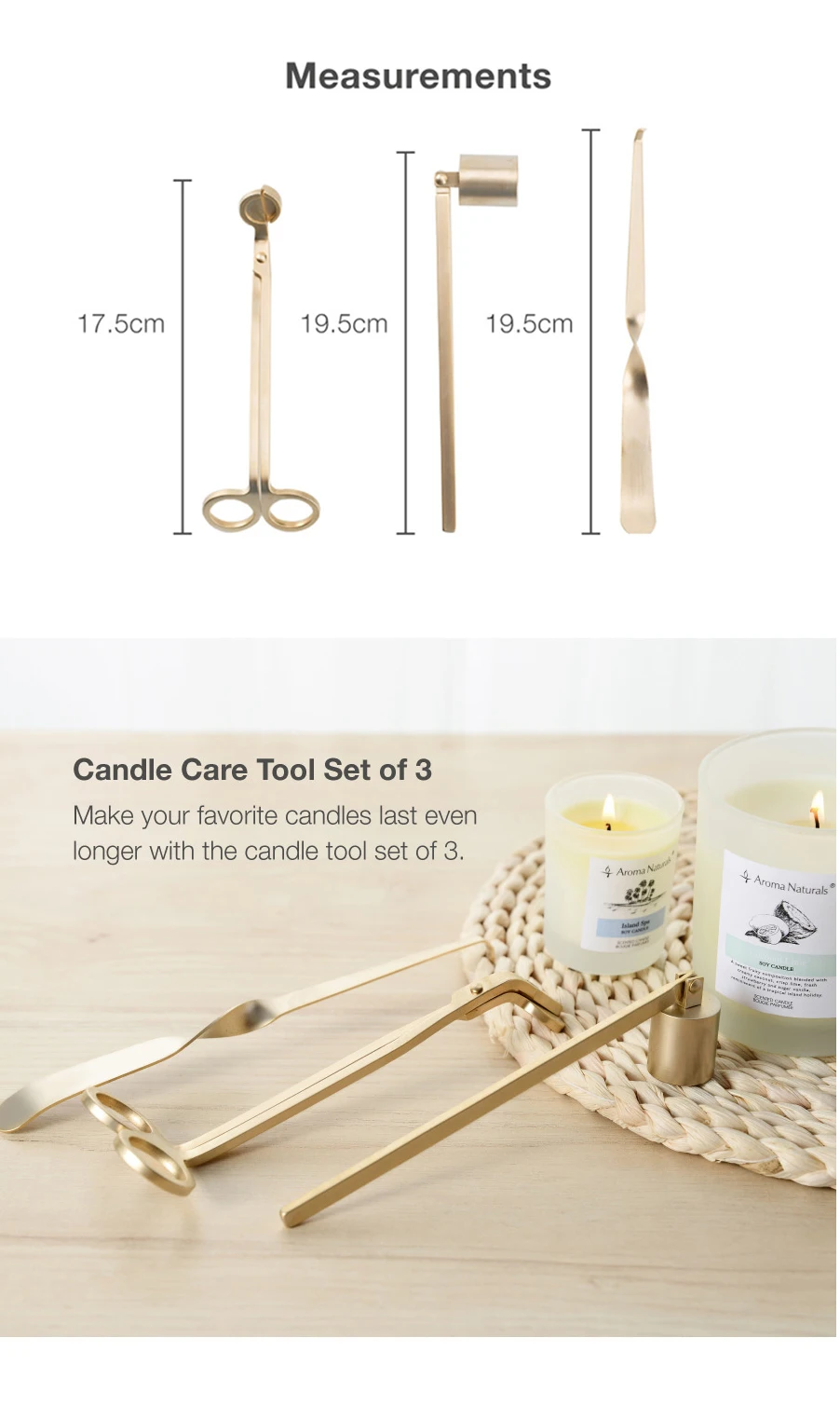 Mescente Wholesale Brass Gold Wick Trimmer And Candle Snuffer Set With