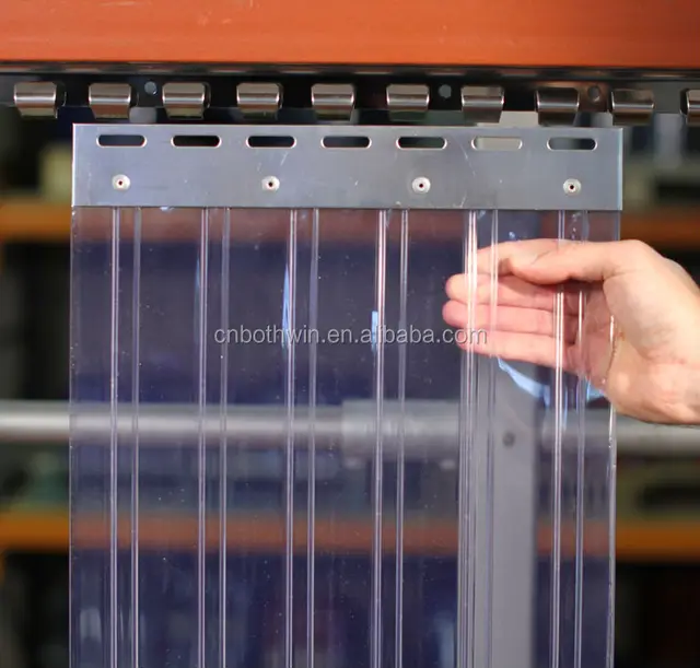 Cortina de fleje de PVC Cortina el/ástica industrial de 2x200 mm resistente a la intemperie completamente premontada rieles de montaje galvanizados transparente protecci/ón contra salpicaduras