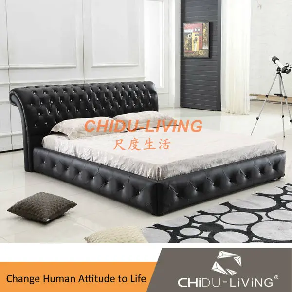 European Style Classic Black Leather Diamond Bed 3018 Buy Classic Bed European Style Bed Black Leather Bed Product On Alibaba Com