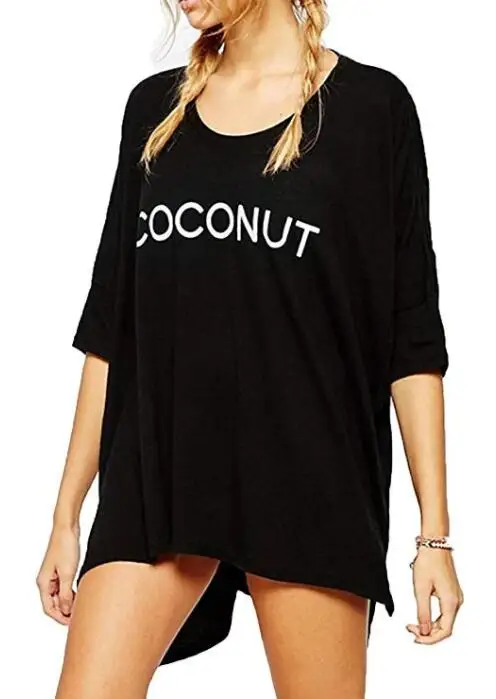 Womens Oversized Cover Up Baggy Summer T Shirt Swimsuit Vocation Beach