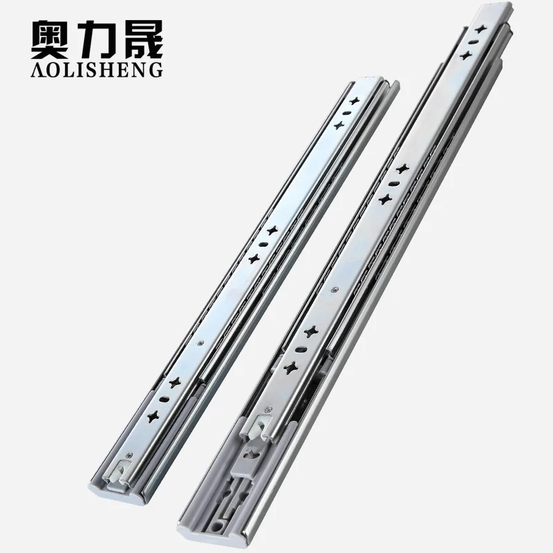 
AOLISHENG Heavy-duty slide rail, 53 mm wide, three times full extension blue galvanized, with fixed side ball bearing slide rail 