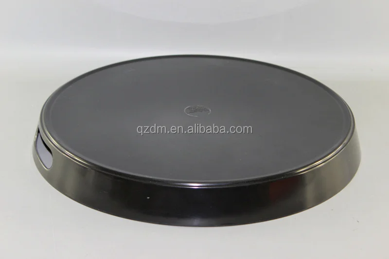 Black Melamine Round Serving Tray With 2 Handles