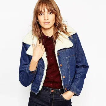 jaqueta jeans com lã