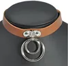 Unisex Women Men Classic Punk Rock Dark Harajuku Double O Circle Leather Collar Choker Necklace Statement