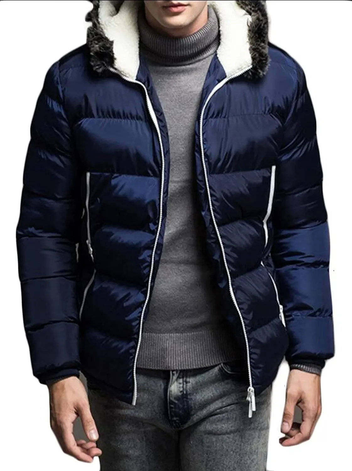 RRINSINS Mens Winter Warm Thicken Camouflage Print Hooded Jacket Padded Coat