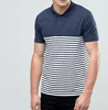 High Quality Custom Cotton Navy Plain Mens Polo Collar Striped T Shirt Cheap