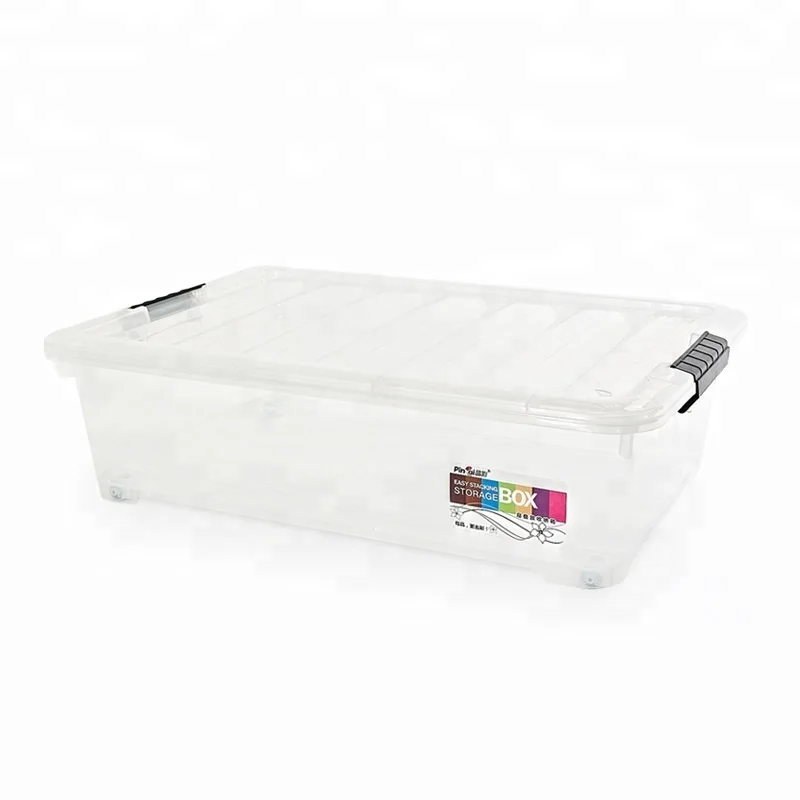 Durable High Quality BedDesk Bottom Transparent Plastic Storage Box with Wheels - .jpg
