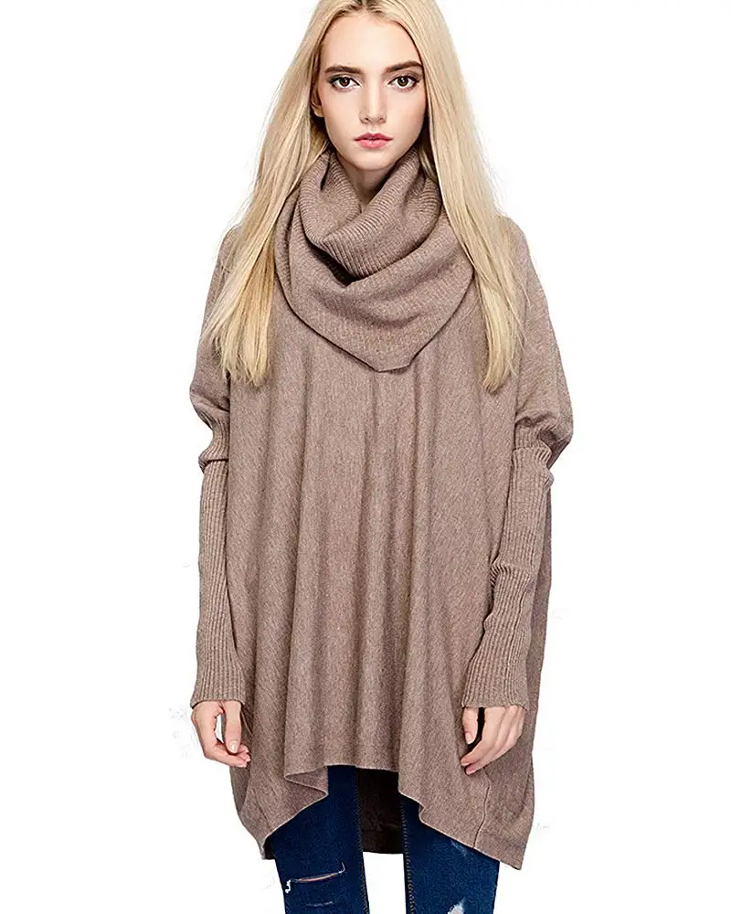 HAPEE Women Sweaters Cowl Neck Oversized Knitted Sweaters for Women Pullover