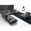 New coming office home furniture davenport l shape corner genuine leather sofa with feather pillows