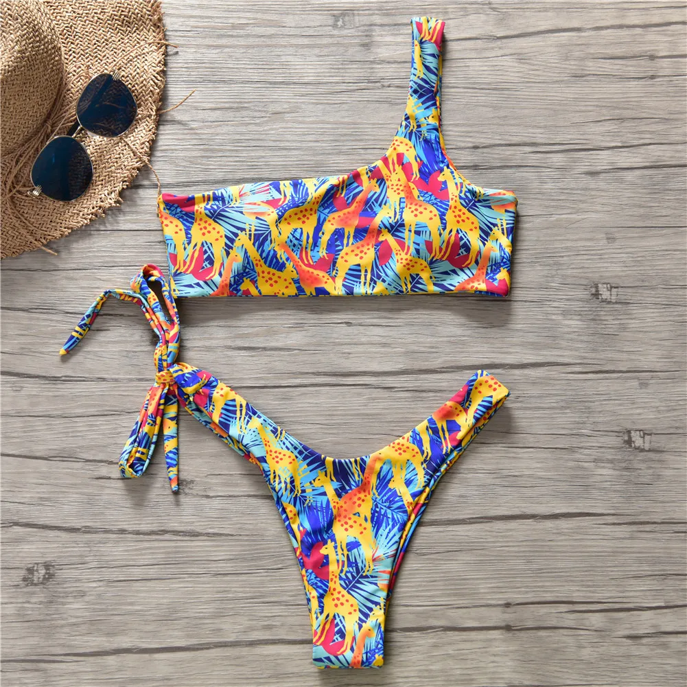 2019 Sexy Shoulder High Waist Thong Swimwear Women Sexy Bikini Buy High Waist Thong Bikini