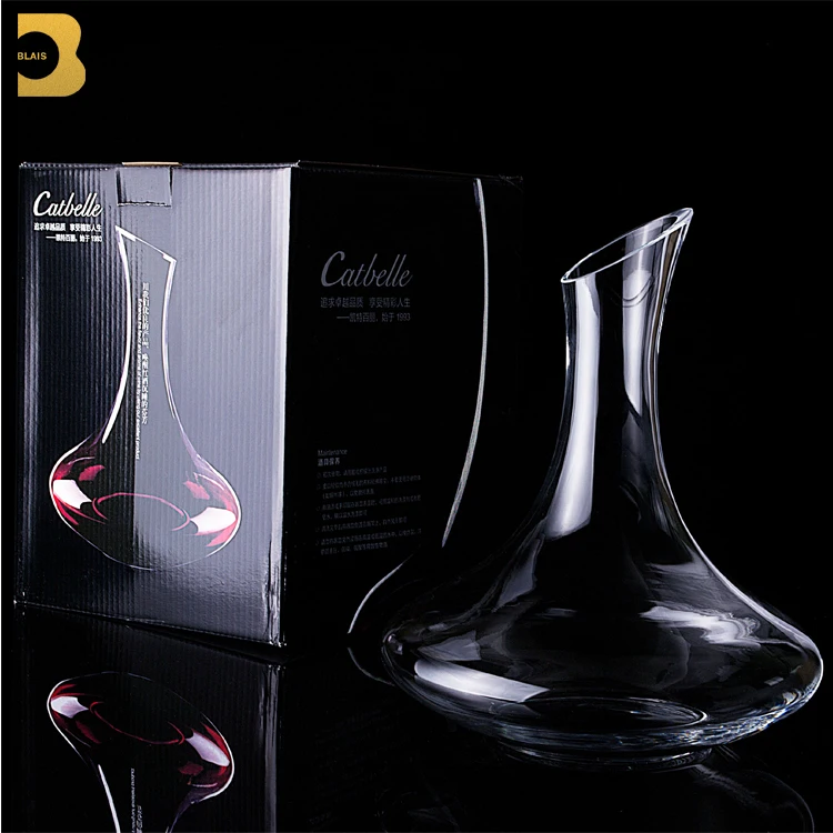 Handmade Wine Glassware 1.5 L Slanted Mouth Bulk Glass Decanter