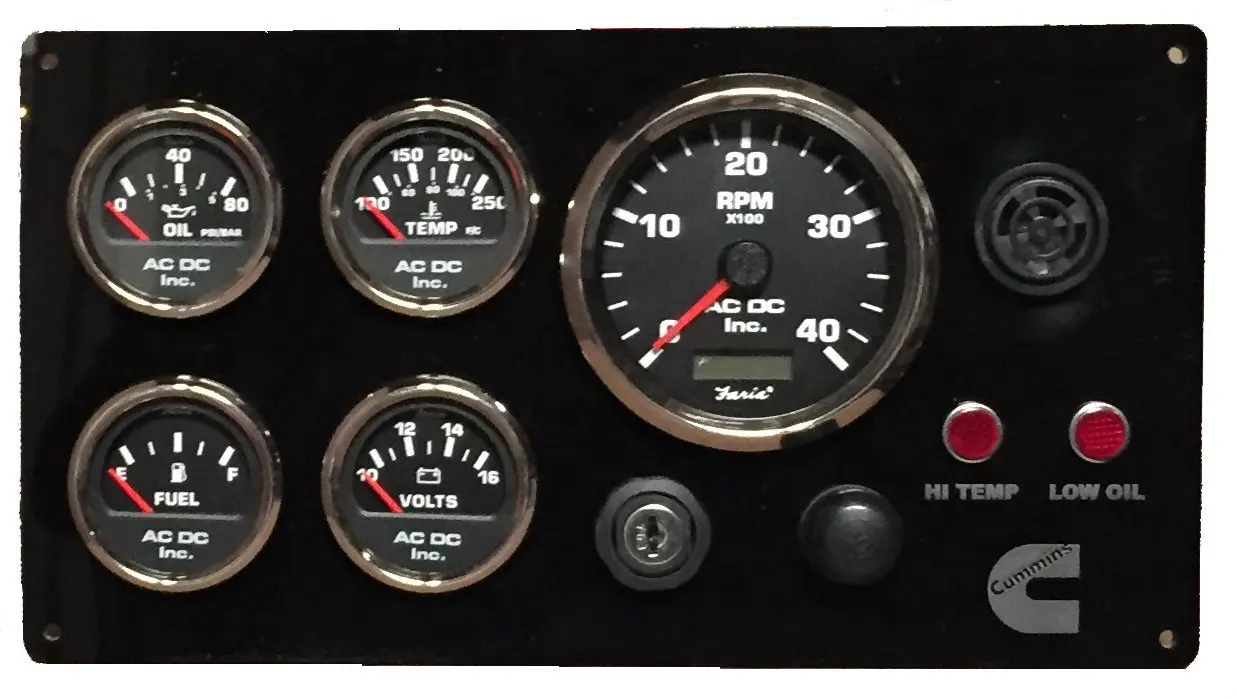Cummins Marine Instruments Panel Custom Made w/ Wiring Harness Pigtail