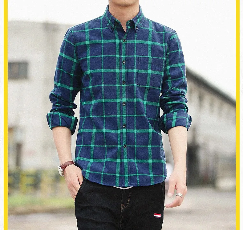 Mens Plaid Flannel Lumberjack Tartan Check Shirt Brushed Cotton Casual ...