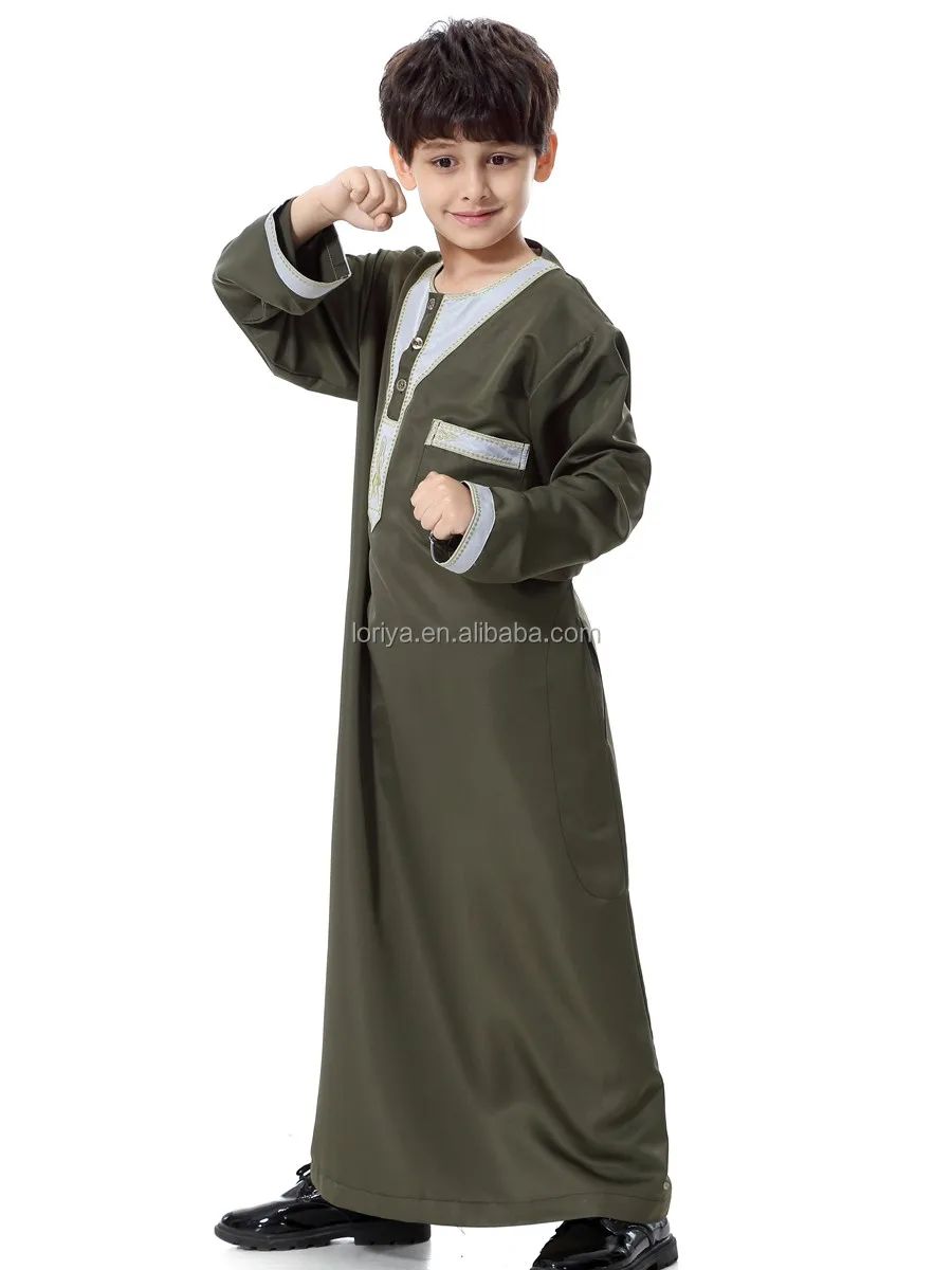 White Abaya IMEKIS Newborn Boy Muslim Abaya Set With Hijab Long