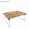 Portable wine table for picnic and camping fits 1 bottle and 4 glasses