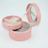 Wedding pu leather circular jewelry box creative crocodile pattern leather jewelry box