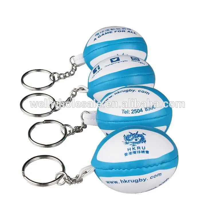 Pvc Leather Mini Rugby Ball Keychains,2018 New Style Promotional Gift