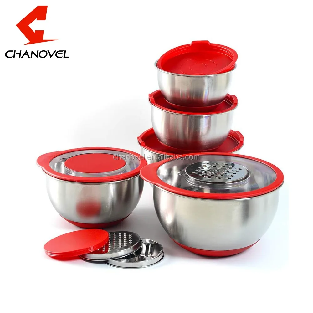 New Design Nordic Kitchenware Grater Metal Bowl / Deep Stainless Steel Mixing Bowls With Lids