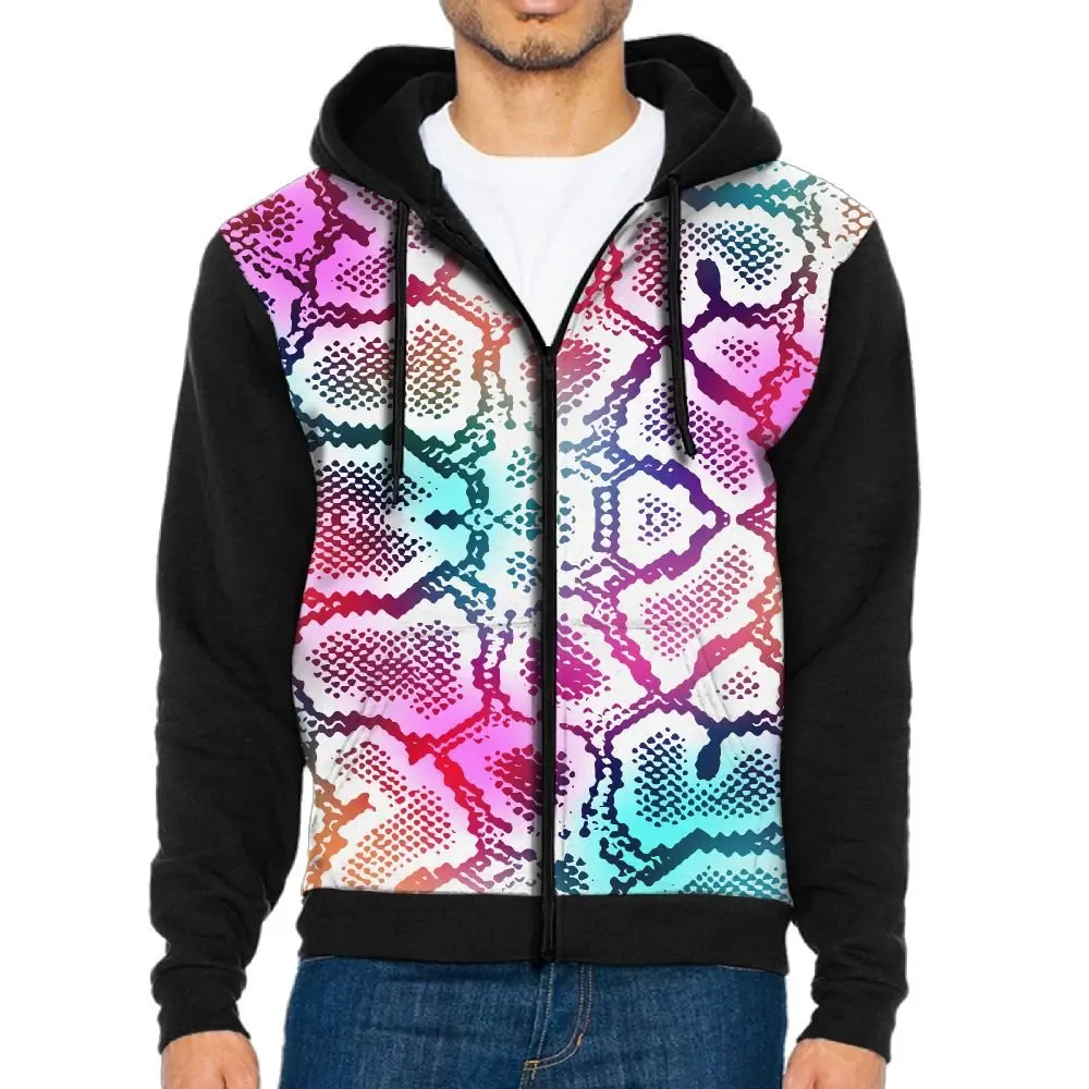 Neon Snake Skin Adult Popular Hooded Big Pockets Sweatshirt Running Hoodies