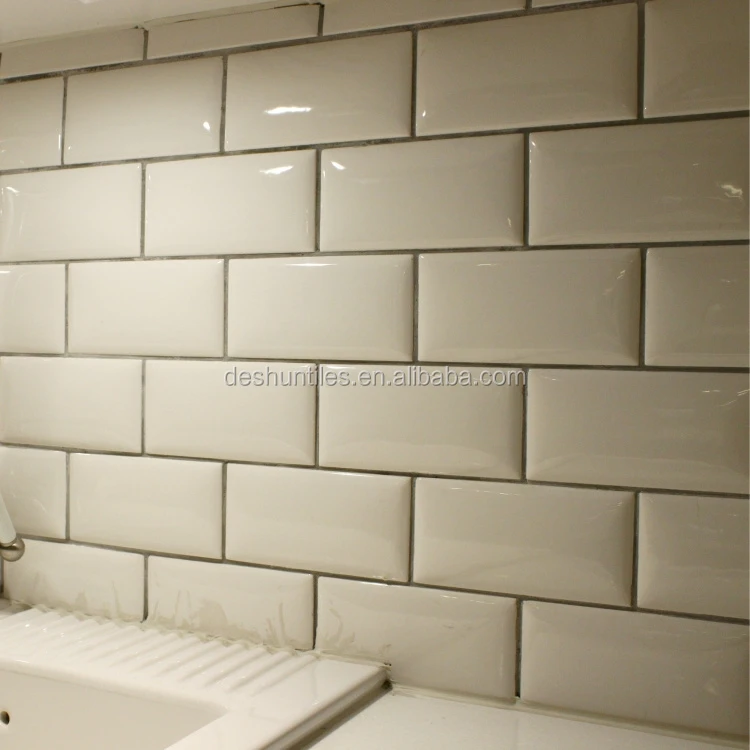 75x152mm dinding dapur ubin keramik putih dekoratif Ubin 
