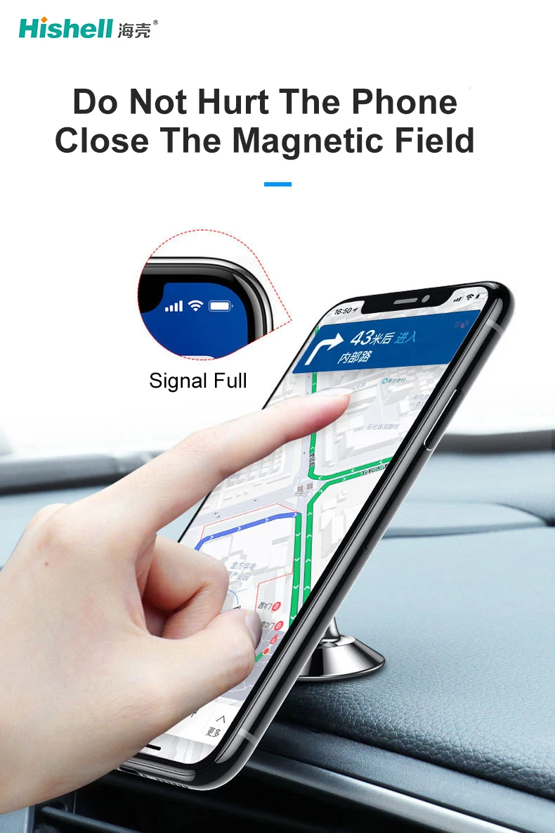 Magnetic Car Mount Holder for Any Phone, 360 Degree Rotation, Dashboard - Black