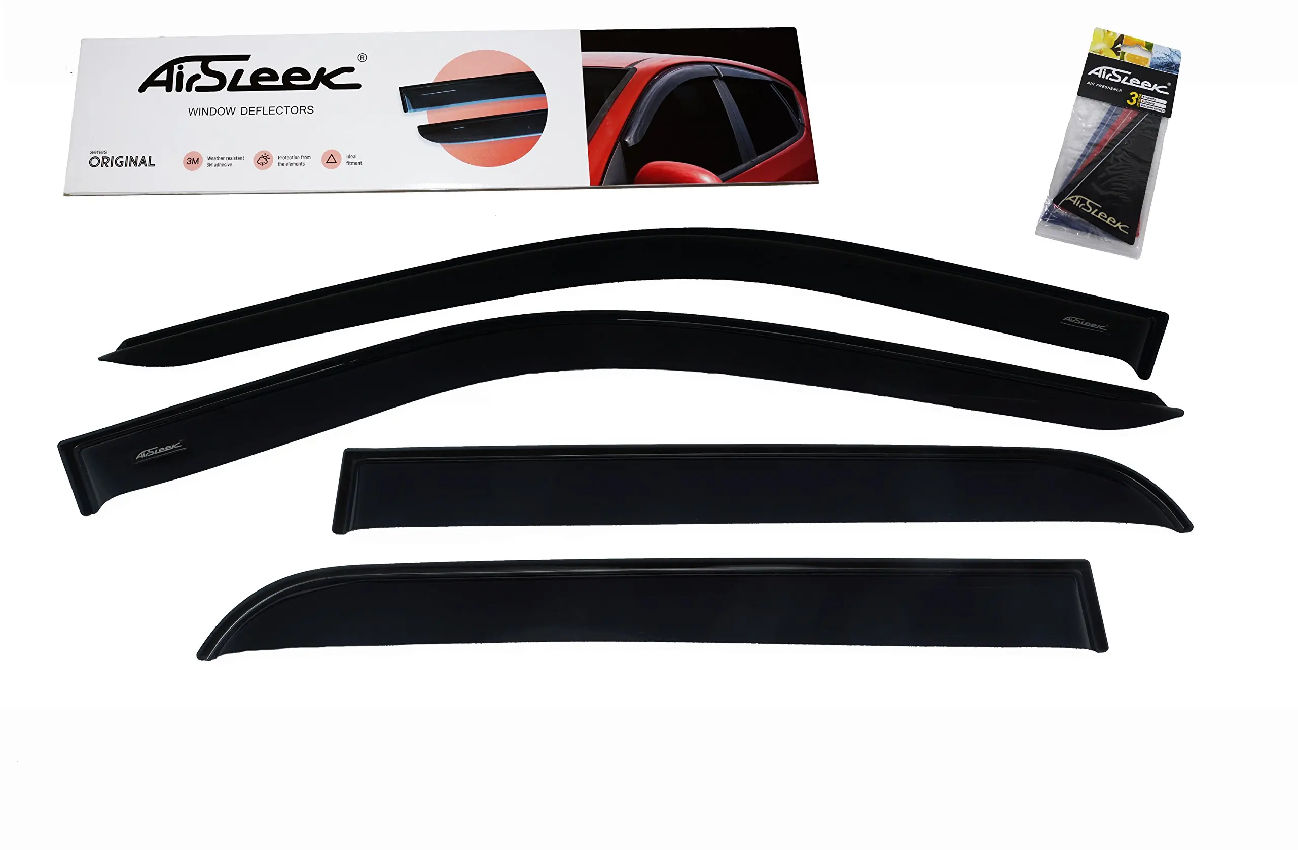 AirSleek Windows Rain Guards Side Window Deflectors for Toyota Corolla 2013-2018 Outside Tape Mount Platinum