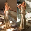 WD-20 Convertible Custom Made Sequin Golden Formal Bridesmaid Dress Party Gowns Long Gold Evening Gowns 2018
