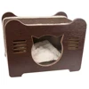 Brown Square Cat Furniture House With Pillow