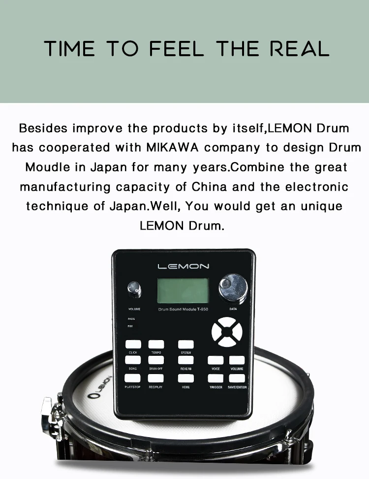 FREE SHIPPING TO USA Lemon drum T850 RD/BK 5 drum pads and 4 cymbals for electronic drum set