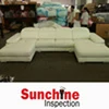 Inspection/quality check for leather sofa before loading with English inspection table