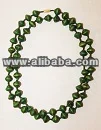 DARK GREEN LONG PAPER BEADED NECKLACE - KENYA