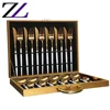 High quality stainless steel 24pcs dinnerware flatware sets portable white handle gift case gold boxed cutlery sets 24 piece